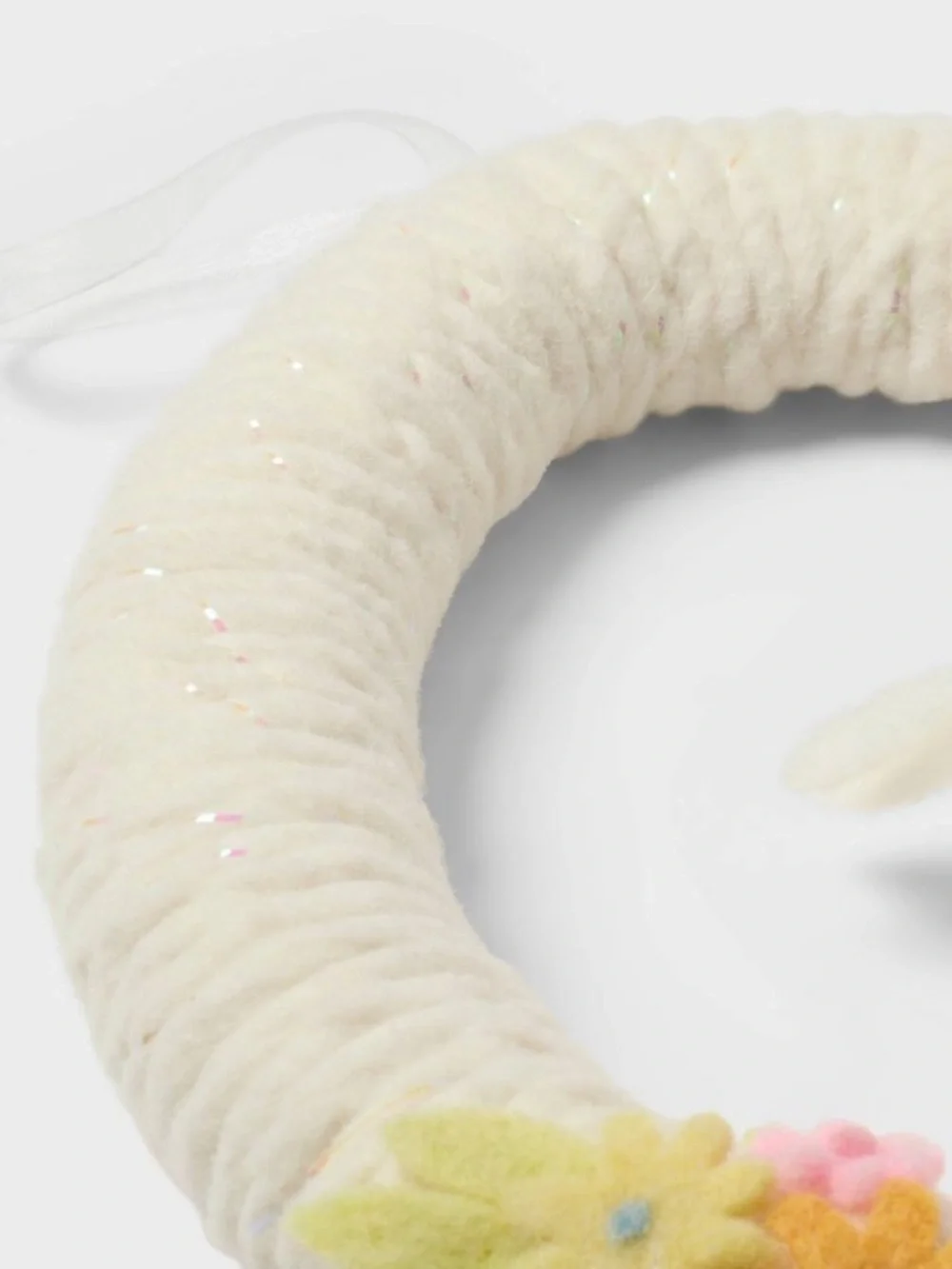 Easter Felt Bunny Floral Ivory Wreath Pastel Accents - Spritz™, Spring 2026